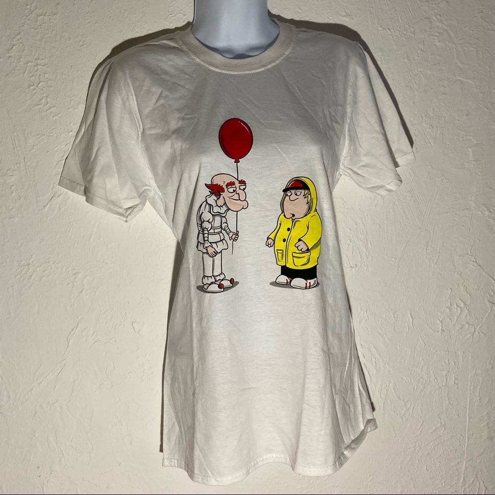 New Unisex Tee Shirt "Family Guy / IT" Size SMALL Mashup Tee Stephen King clown - Picture 2 of 7
